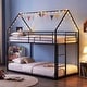 preview thumbnail 7 of 18, Costway Twin Over Twin Metal Bunk Bed, House Shaped Floor Bunk Bed