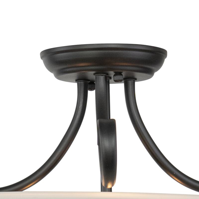 Flush Mount Ceiling Light - 14" Bronze Finish White Glass Shade - 86.75