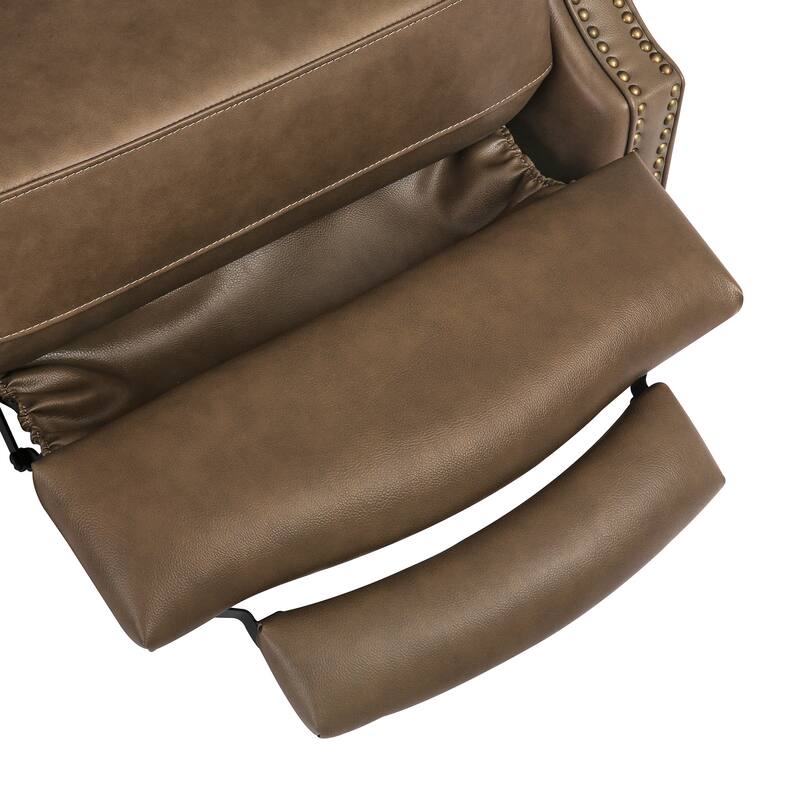 29.5-Inch Modern Recliner Chair,Genuine Leather Recliner With Comfortable Arms And Single Chair For Living Room,Beige/Blue/Brown