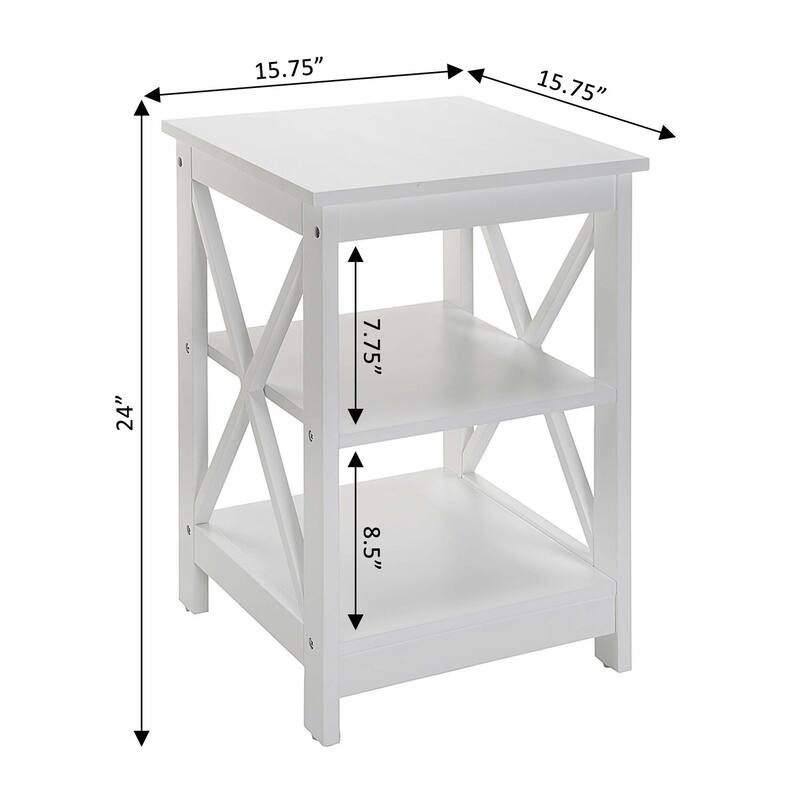 End Table With Shelves, 3 Tier Side Table, Blue Accent Table, Living Room Storage, Chic Transitional Design - 24