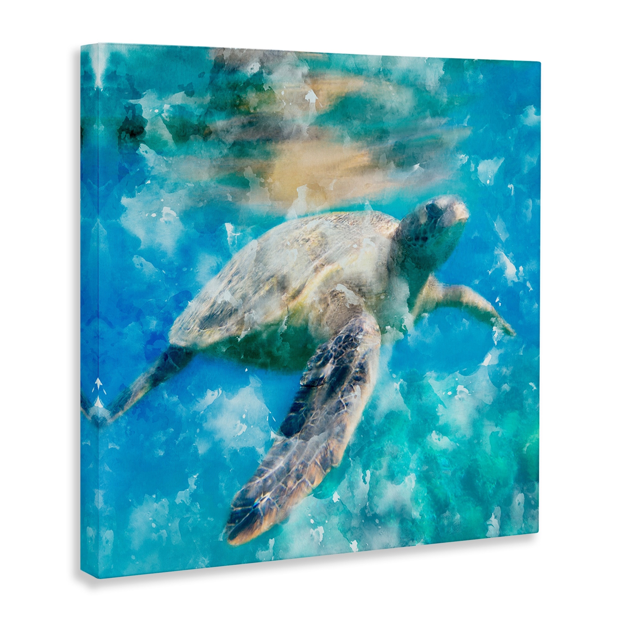 Stupell Swimming Sea Turtle Aquatic Reptile Design Canvas-image