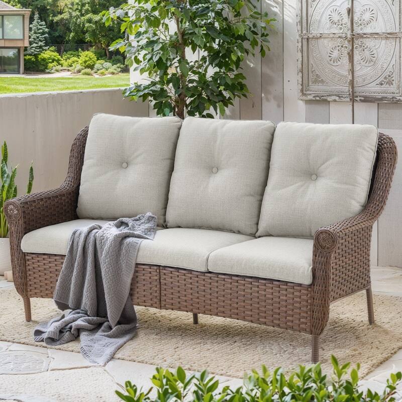 Pocassy Wicker Patio Conversation Set for Backyard
