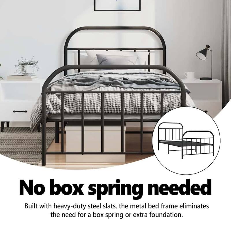 vidaXL 12 Inches Metal Bed Frame No Mattress