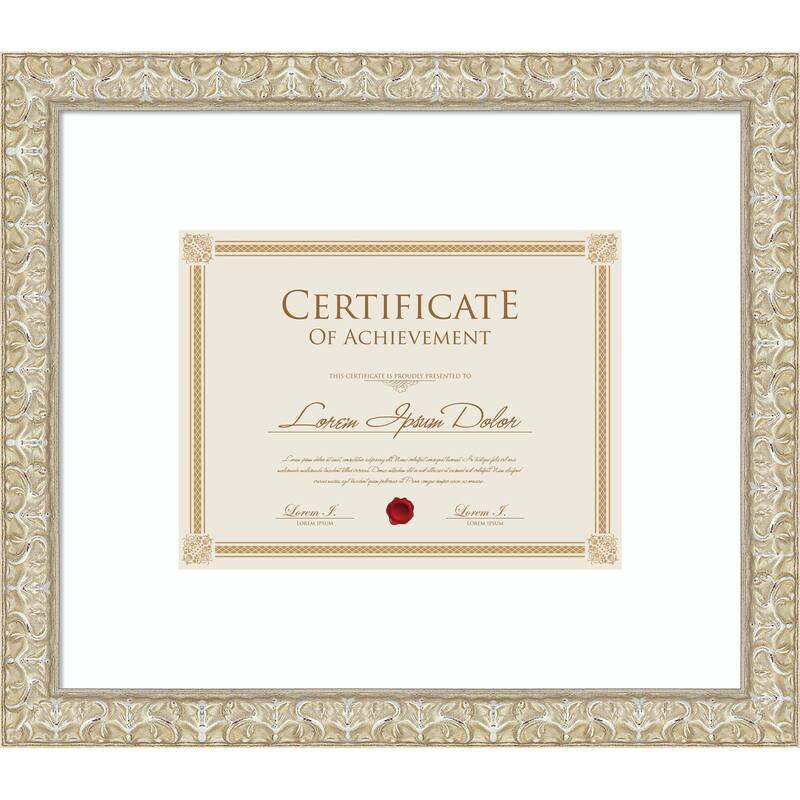 Lila Picture Frame, Photo Frame - 17x14.5 Matted White 11x9 - Lila Silver