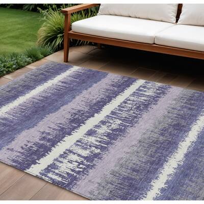 HomeRoots Striped Transitional Rectangle Outdoor Rug