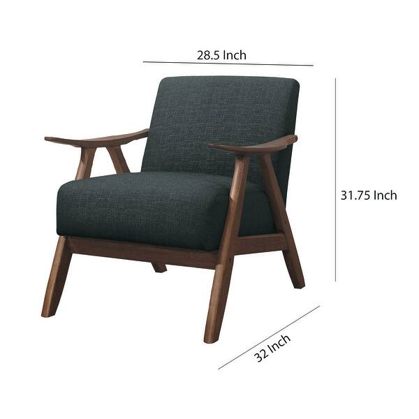 32 Inch Fabric Upholstered Accent Armchair, Curved Armrests, Dark Gray