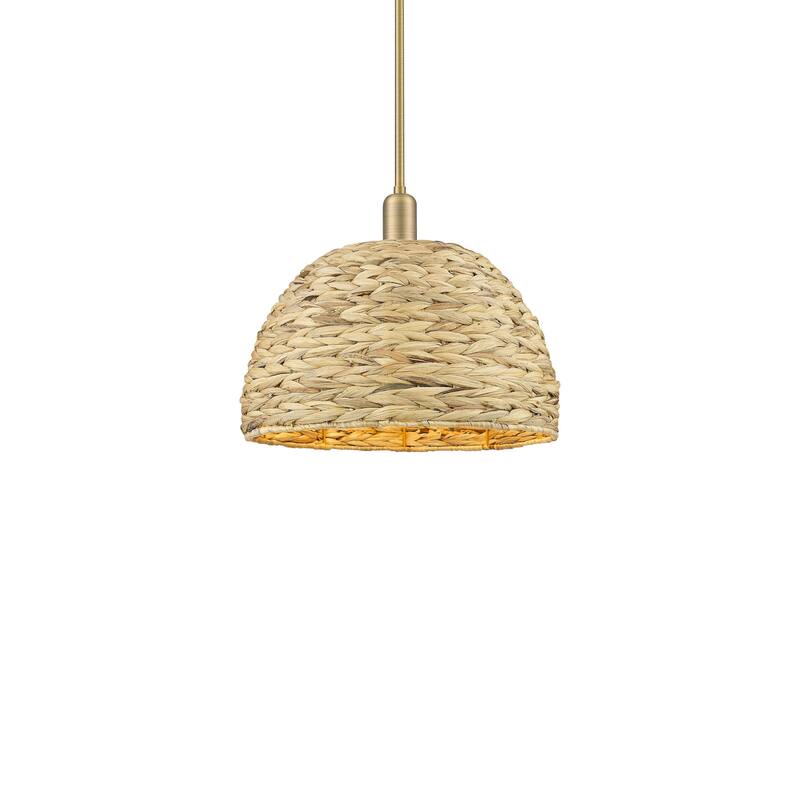 Innovations Lighting 716-1S-14-16 Woven Rattan Pendant Woven Rattan - Brushed Brass / Natural