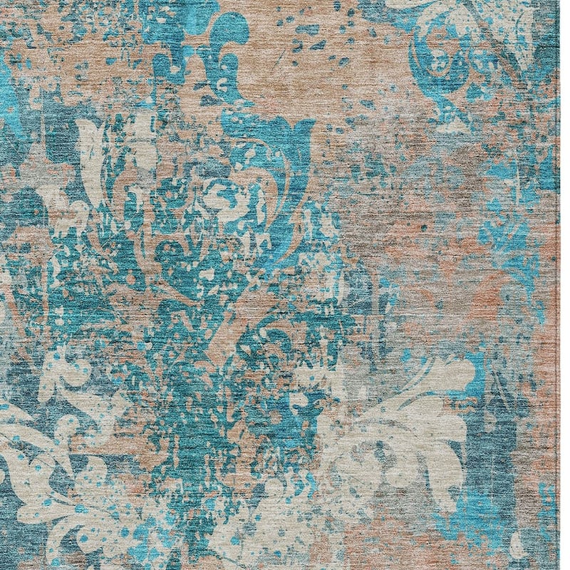HomeRoots Damask Transitional Rectangle Outdoor Rug