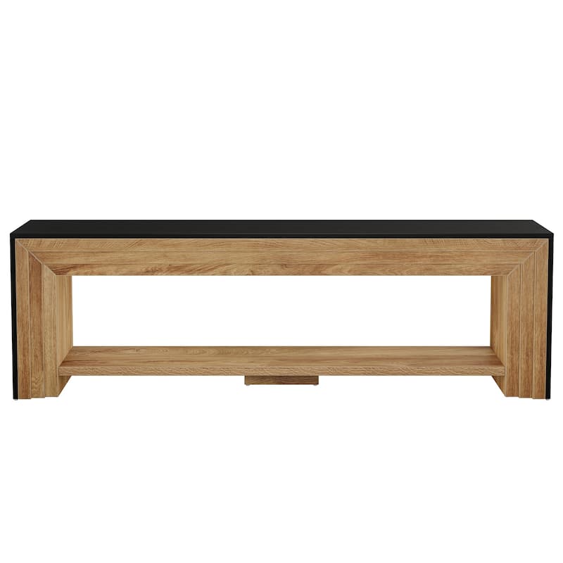 Long TV Stand for TVs, Wooden Entertainment Center with Storage Shelves, Low Media Console for Living Room, Bedroom