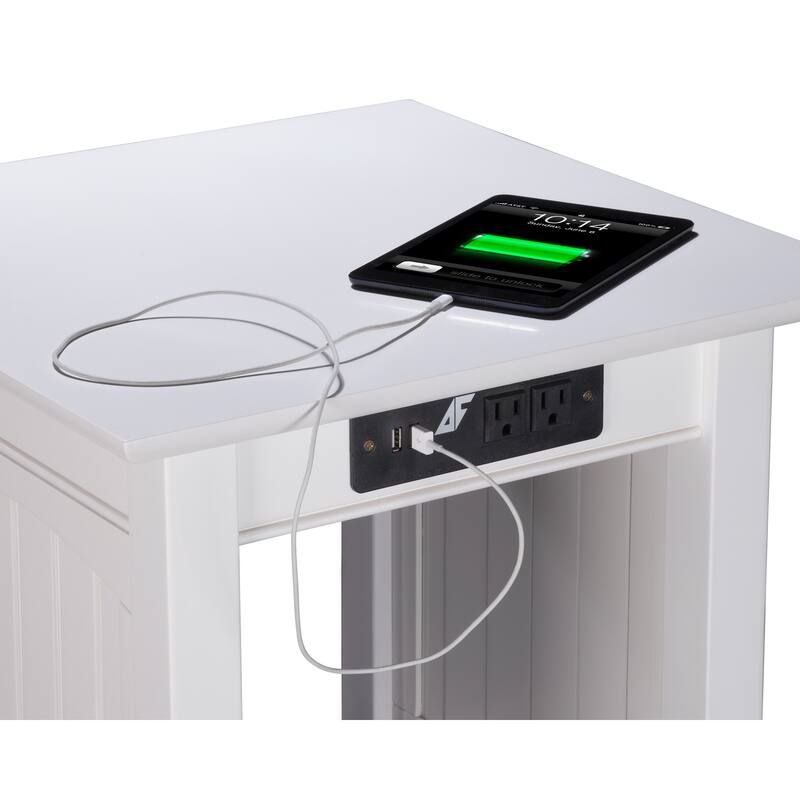 AFI Nantucket End Table with Built-in Charger in White