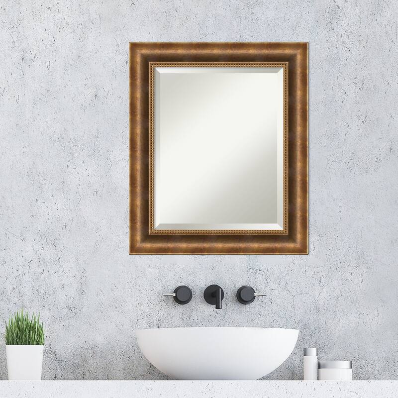 Beveled Wood Bathroom Wall Mirror - Manhattan Bronze Frame