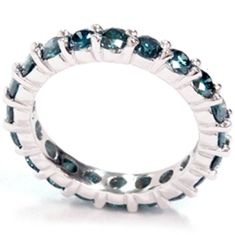 2ct Prong Blue Diamond Eternity Ring White Gold