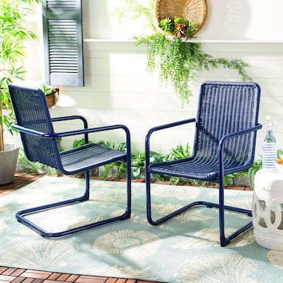 SAFAVIEH Outdoor Emmalee Chair (Set of 2) - 22" W x 25.6" D x 35" H - 20W x 35D x 26H