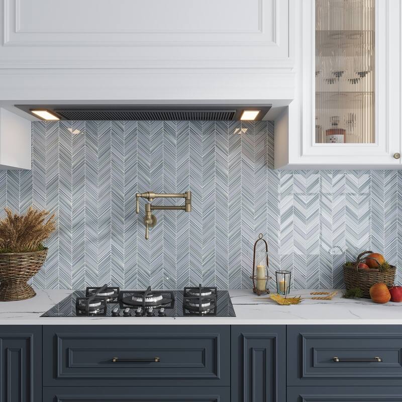 Apollo tile 10" x 10" Glacier Glossy Matte Blue Gray Glass Tile (3.76 sq ft/case) - 5 Pack