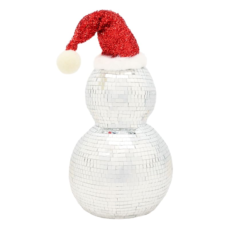 National Tree Company 12 in. Disco Snowman with Red Scarf - 12 in - Silver - Polyester/Plastic