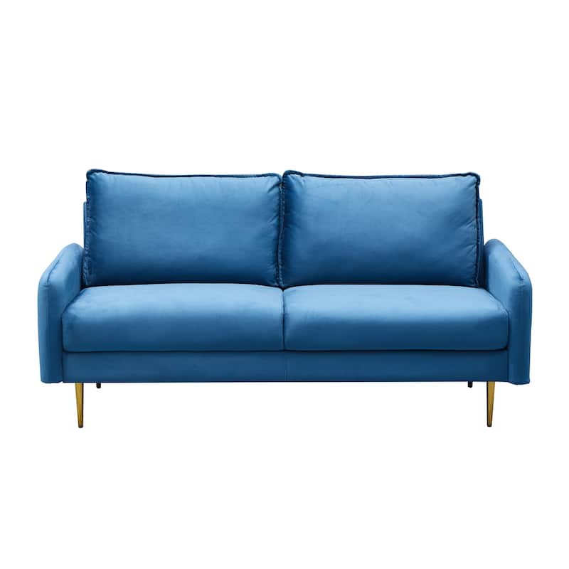 70'' Velvet Square Arm Sofa - Prussian Blue