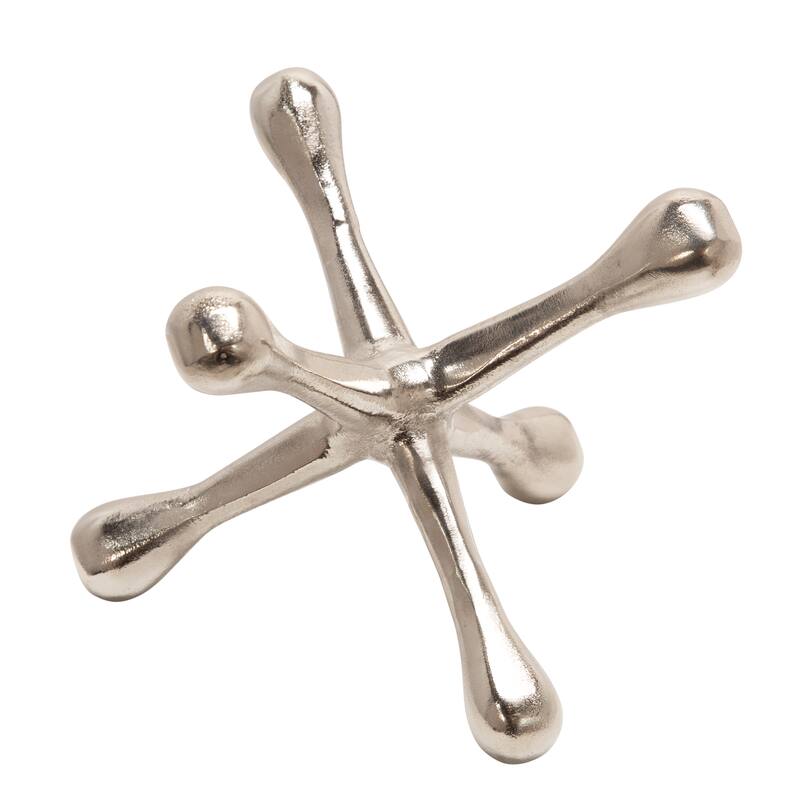 Sagebrook Home Modern Aluminum Jacks Sculpture - 8.01" x 9" x 5.01" - Silver