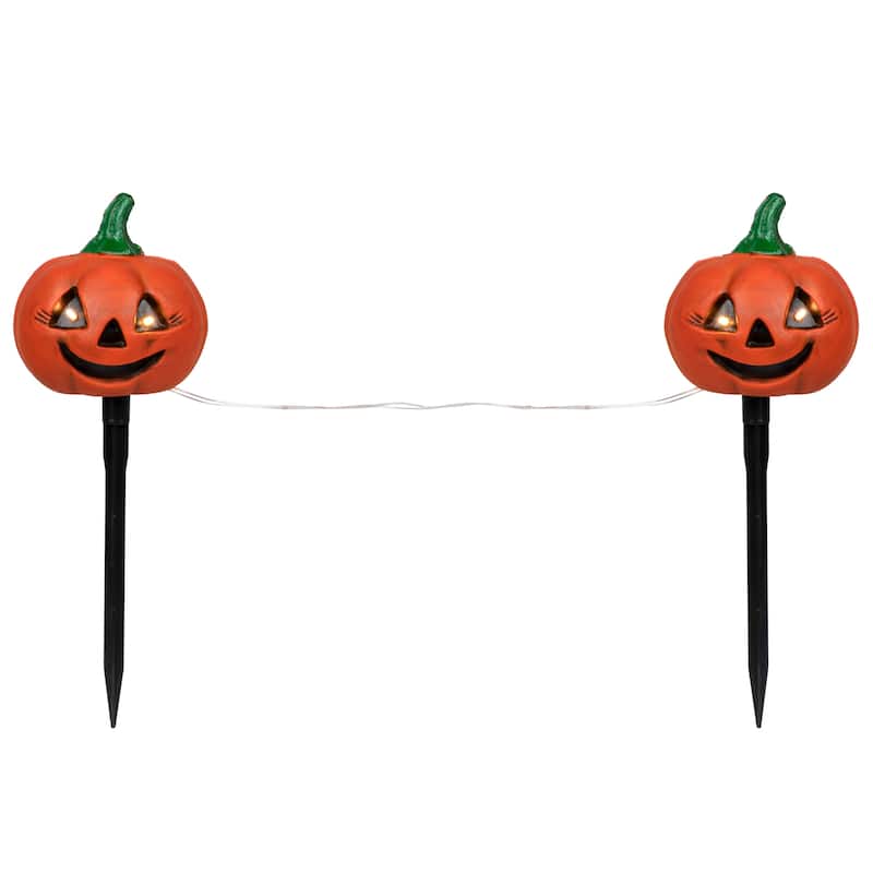 LED Lighted Jack-O-Lantern Outdoor Halloween Pathway Markers - 14.5" - Set of 3