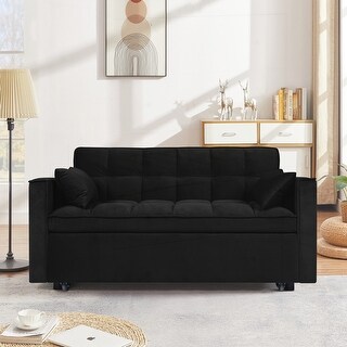 Modern Velvet Fabric Convertible Sleeper Sofa Bed - Bed Bath & Beyond ...