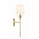 preview thumbnail 4 of 10, Broche 1 Light Antique Gold Wall Mount - 6"W x 21"H x 7.25"D