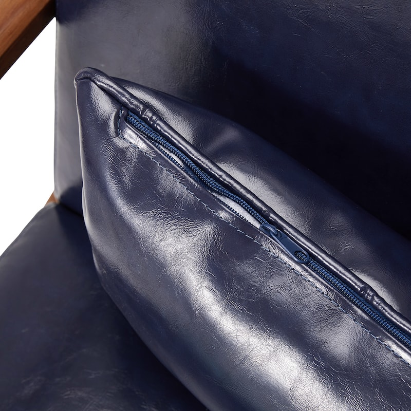 Glitzhome Set of 2 30.75"H Mid-Century Modern PU Leather Accent Chairs with Cushion - 25.75"W x 33.75"D x 30.75"H