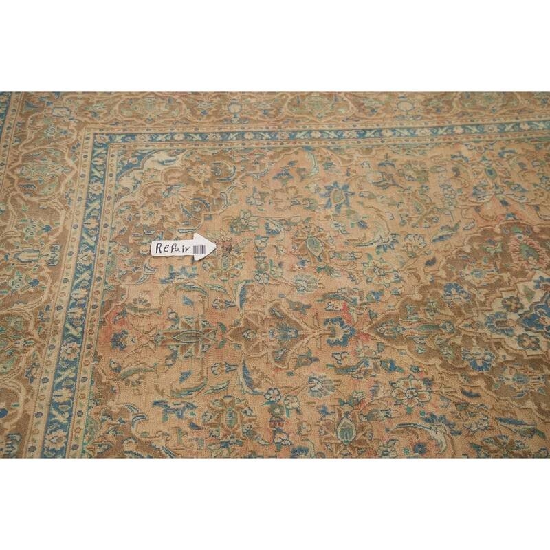 Hand Knotted Oriental 100% Wool Carpet Traditional Floral Oranges & Rust Mashad Area Rug - 9' 6'' X 6' 3''
