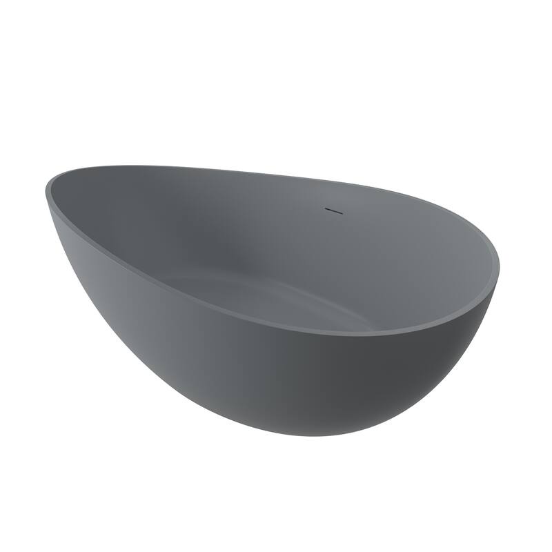63" Solid Surface Freestanding Bathtub in Matte White/Black/Grey