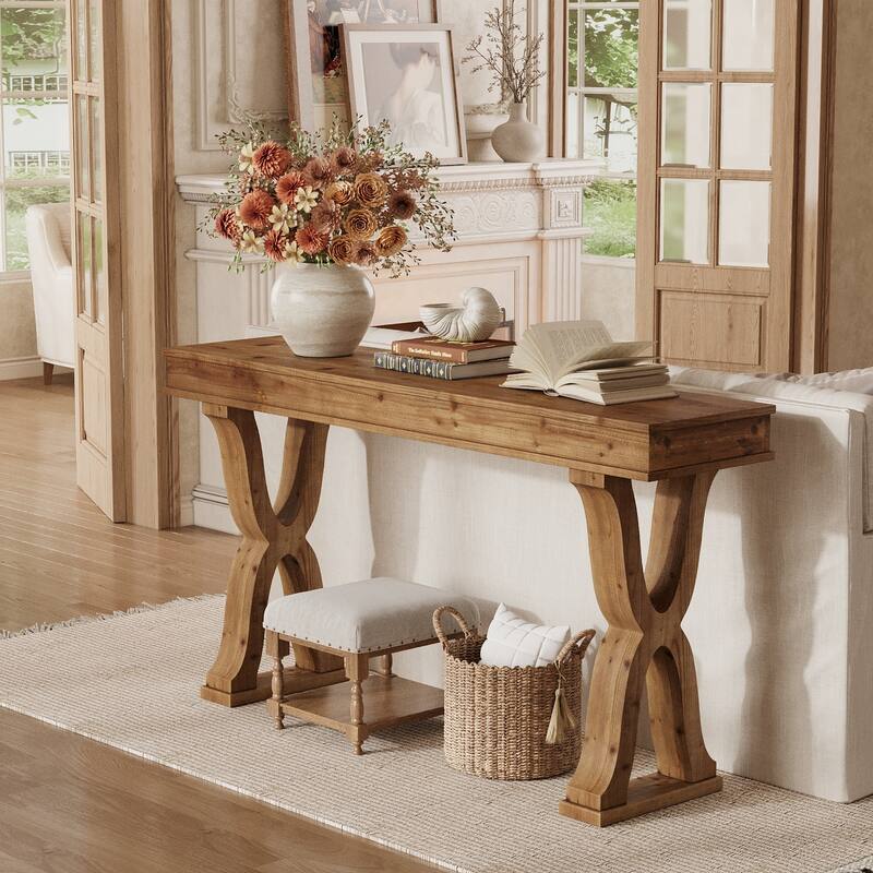 Solid Wood Console Table, Entryway Table, Long Sofa Side Hallway Foyer Table for Living Room