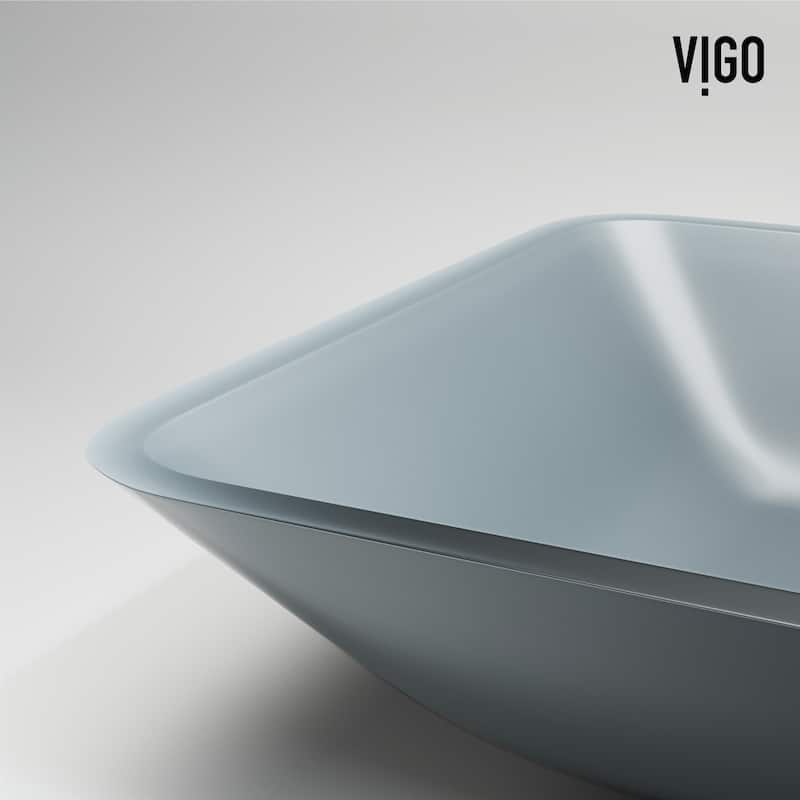 VIGO Sottile 18"L x 13"W x 4"H Glass Rectangular Vessel Bathroom Sink
