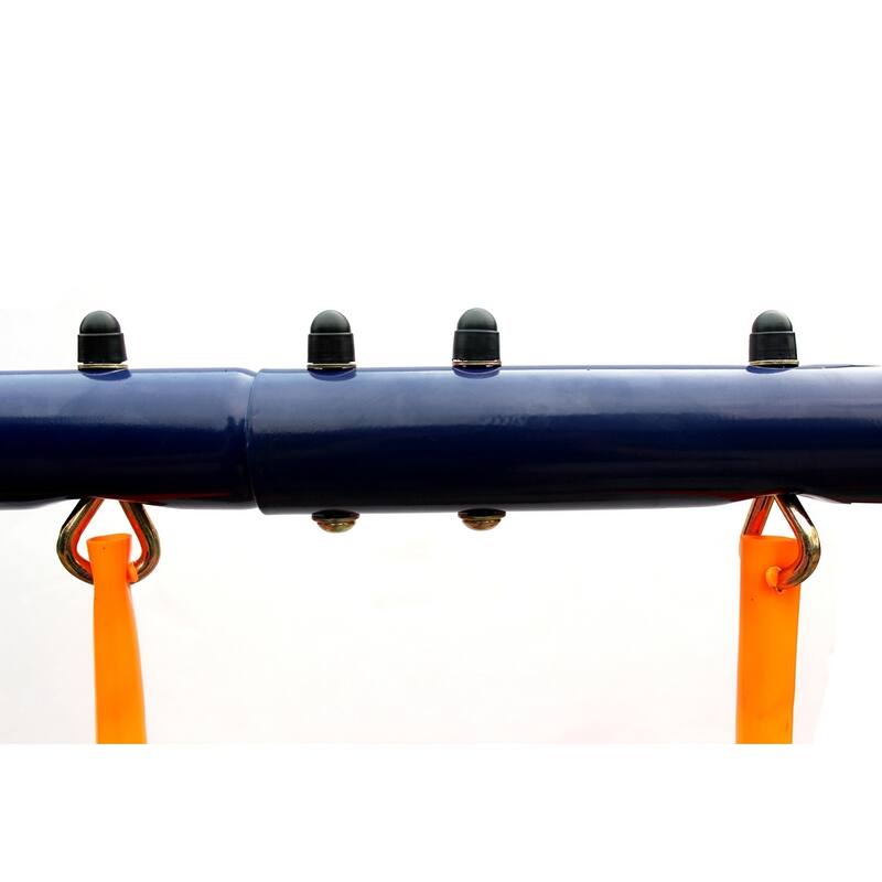 Roomfitters Two Station Metal Swing Set for Outdoor Backyard Fun, Stable A-Frame Design for Active Play, Blue