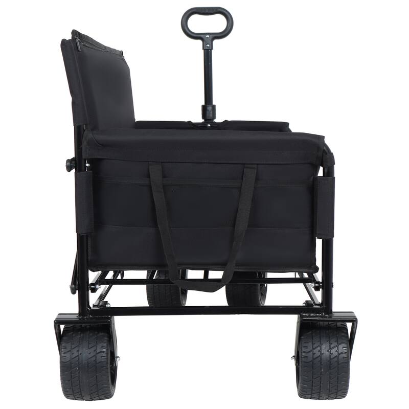 3-in-1 Convertible Folding Wagon Cart with Bench Seat & Storage-500lbs Heavy-Duty Utility Wagon,180L Capacity All-Terrain Wheels