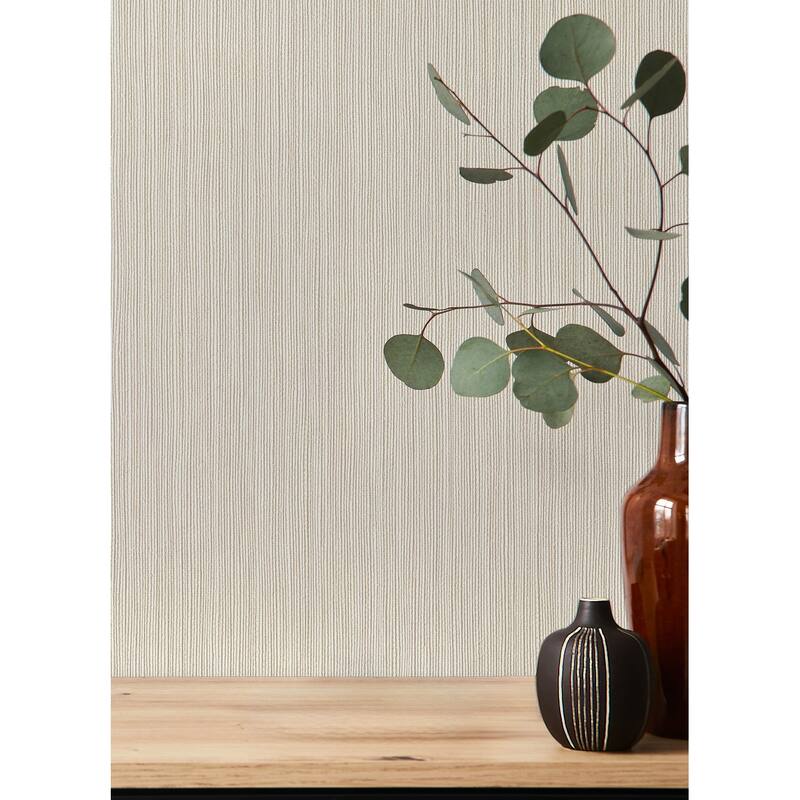 A-Street Prints Ewan Bone Textured Stripe Wallpaper