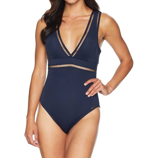 Shop Michael Michael Kors Womens V Neck One Piece Swimsuit