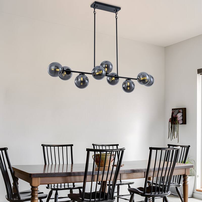 Starsky 9-Light Kitchen Island Linear Chandelier with Globe Bubble