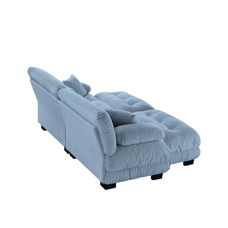 GDFStudio - Chenille 2-Seater Cloud Couch Sleeper Sofa with Round Bolster Armrests