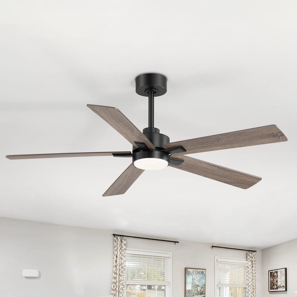 52-Inch 5-Blade Integrated LED Ceiling Fan with Light Remote and Downrod