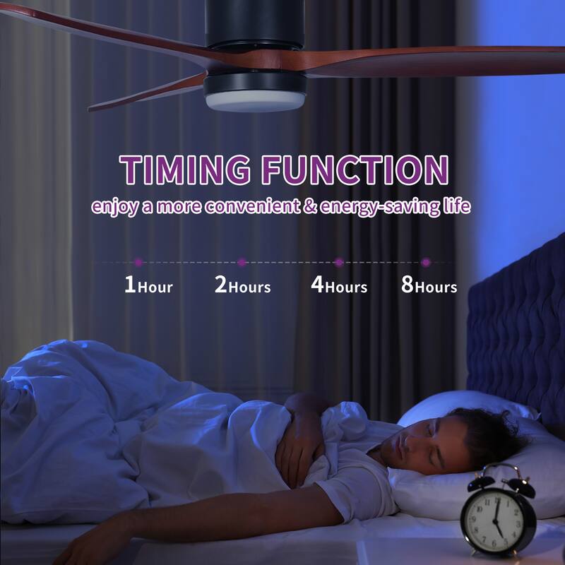 52 Inch Low Profile Ceiling Fan with Lights Remote and Wall Control