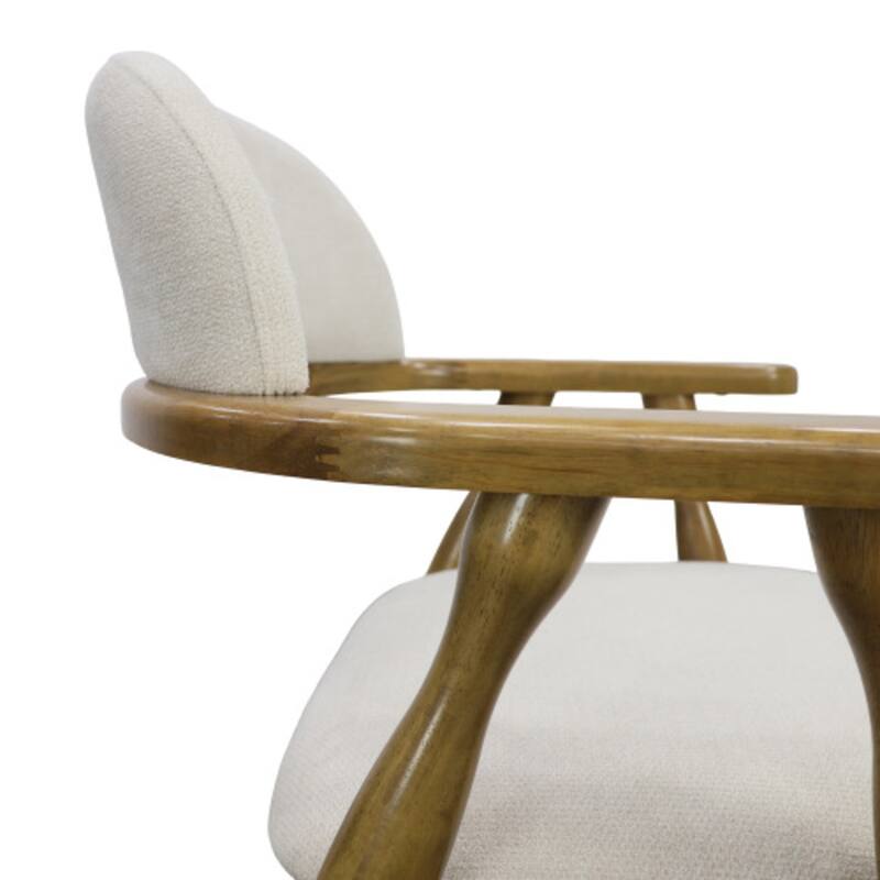 Christopher Knight Home - Mid-Cenutry Farmhouse Upholstered Wood Dining Chairs with Curved Backrest and Armrest, Set of 2