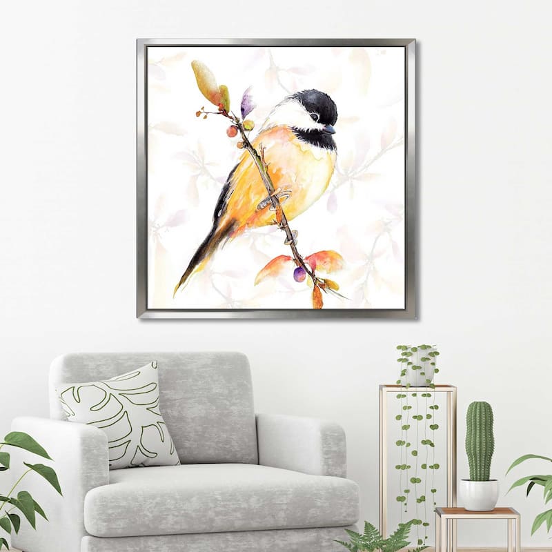 "Watercolor Chickadee IV" Print on Floating Canvas
