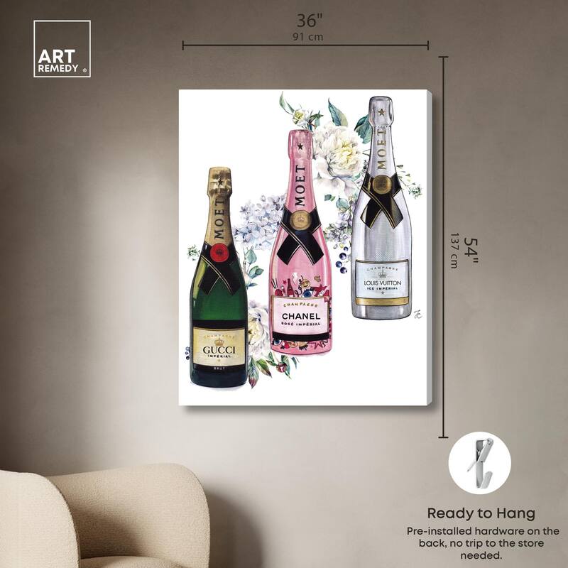 Doll Memories - Champagne Floral Canvas by Art Remedy, Gallery Wrapped