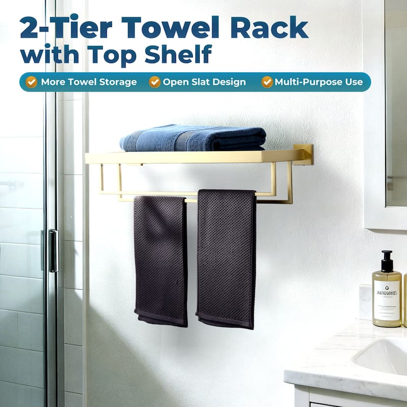 WOWOW 2-Tier Stainless Steel Bath Towel Rack