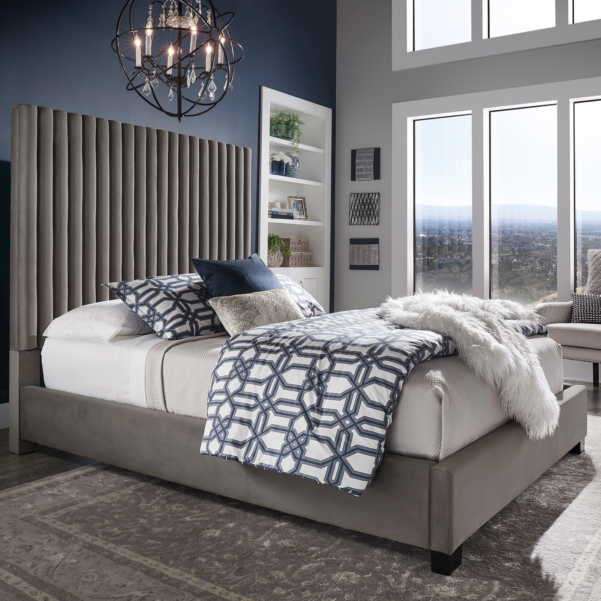 Tufted solid wood and sales upholstered platform bed
