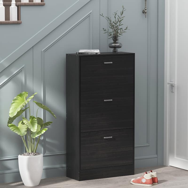 3-Tier Shoes Cabinet - Black