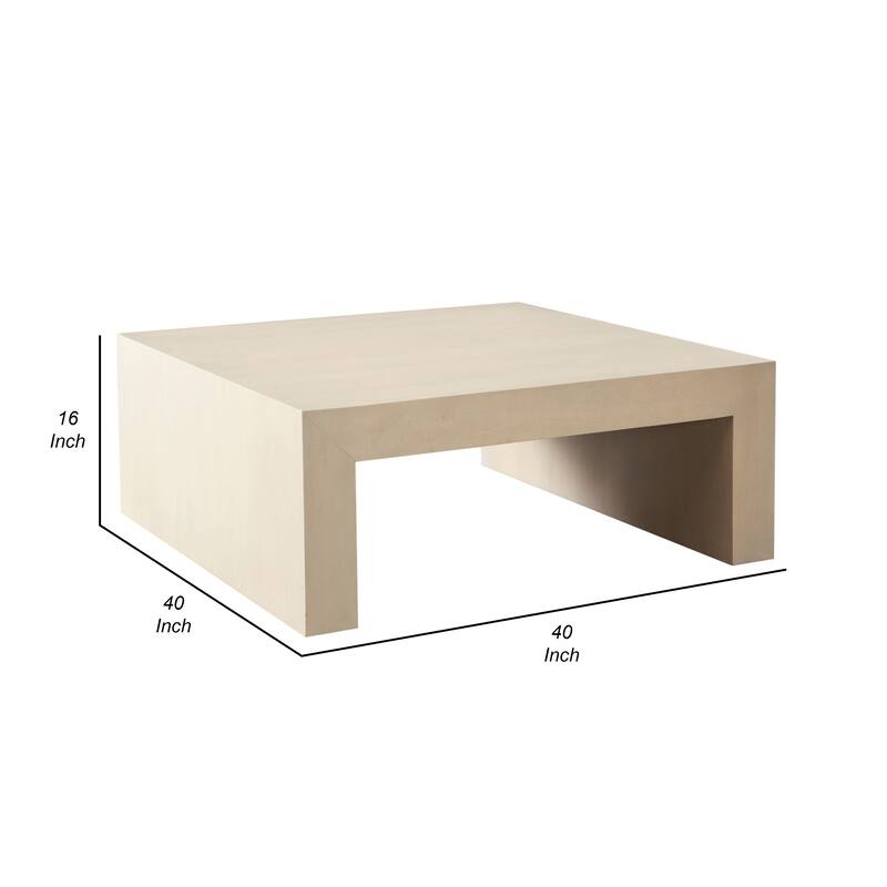 Somy Modern Coffee Table, 40 Inch Square Top, Wide Panel Legs, Natural Gray