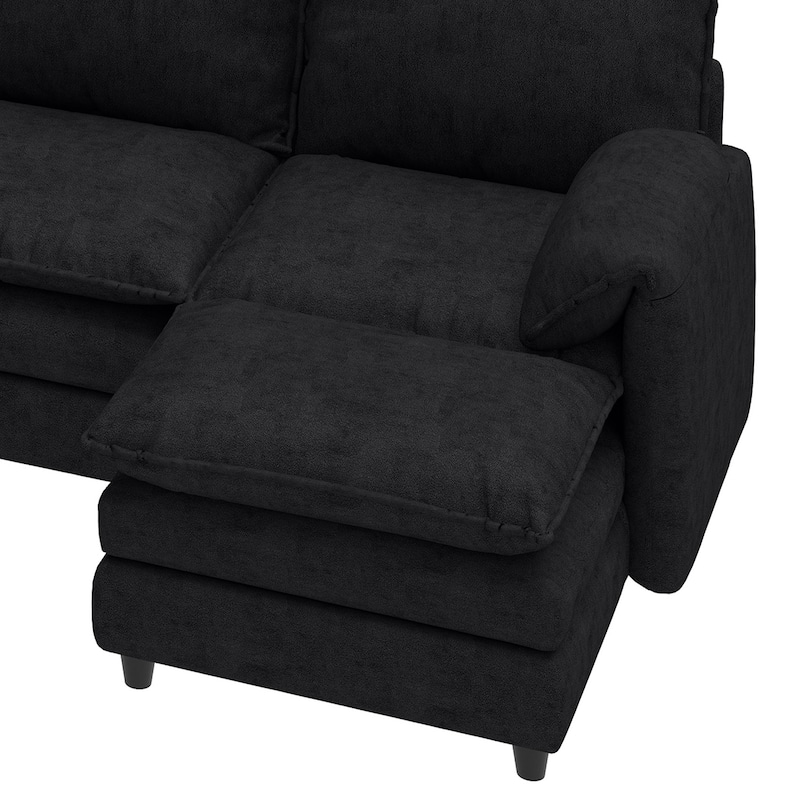 142 Inch Modular Velvet Sectional Sofa with Movable Ottoman Pillow Armrest and Deep Seats for Living Room Apartment or Office