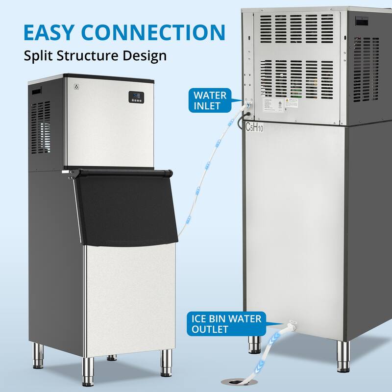 Commercial Ice Maker Machine, 350lbs/24H with 220 Lbs Storage Bin