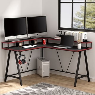 Shop L Shaped Desk With Shelf Corner Computer Gaming Desk With