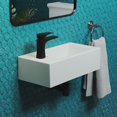 Voltaire Rectangular Ceramic Wall Hung Sink With Left Side Faucet Mount