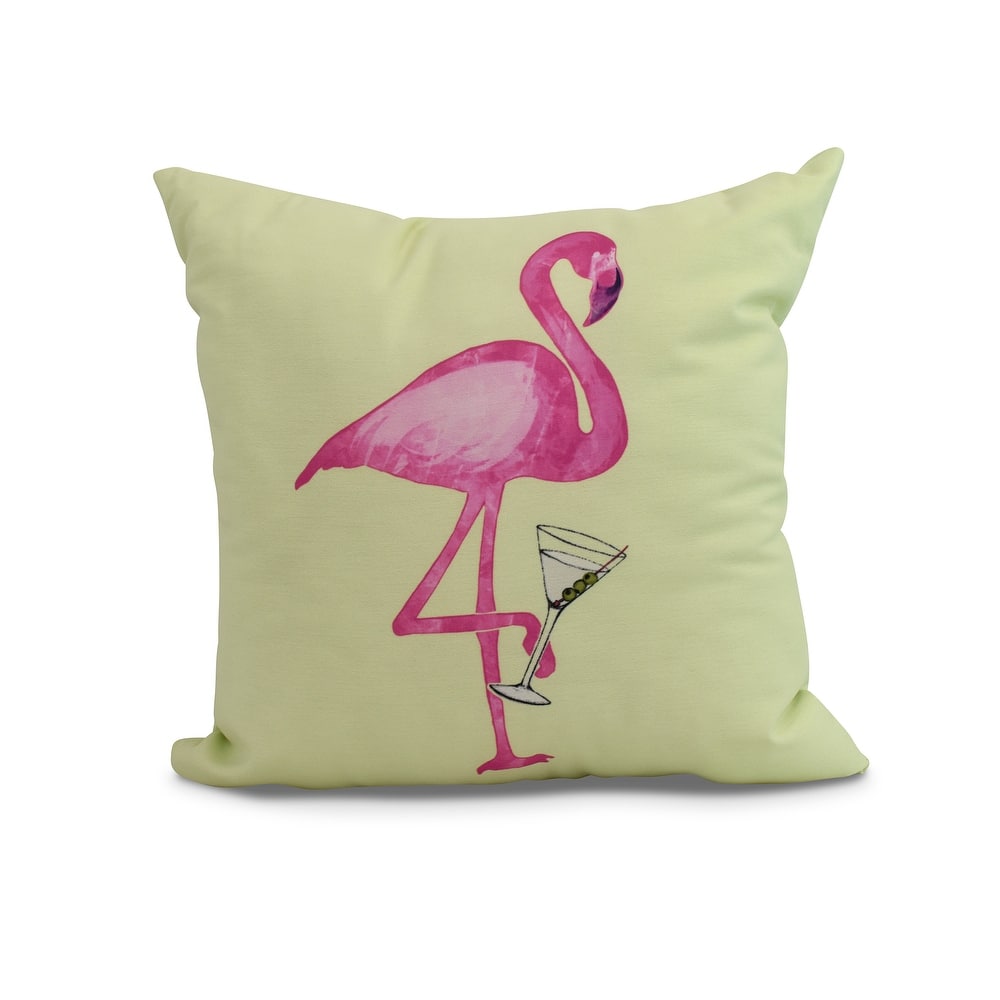 18 x 18 Inch Single Flamingo Animal Print Outdoor Pillow