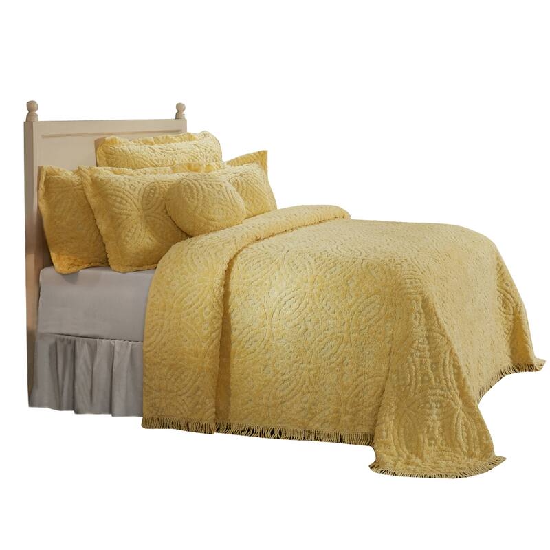 Better Trends Wedding Ring Collection 100% Cotton Tufted Bedspread Set - Loop & Ring Design, Machine Washable & Tumble Dry Safe